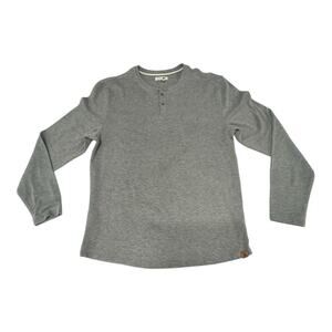 FUNDAMENTAL COAST Men's Medium Henley Los Angeles Gray Long Sleeve Soft Shirt